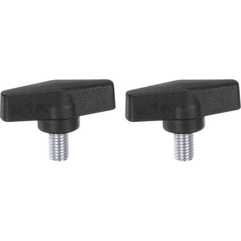 T-förmige Flügelmuttern M10 – 2er-Pack – Stahl und Kunststoff – Schnelles manuelles Anziehen – Werkzeugmaschinen und Befestigungselemente – Schwarz, 55 mm (1/5)
