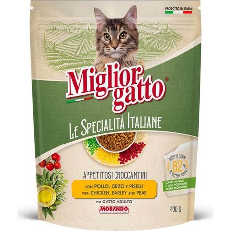MIGLIOR GATTO SPECIALITÀ CROCCANTINI POLLO ORZO E PISELLI 400 G PER GATTO ADULTO