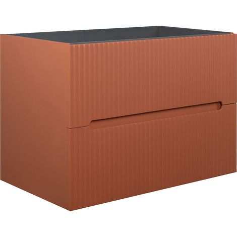 Meuble sous vasque suspendu strié terracotta - 80 cm - PAVANI (1/5)