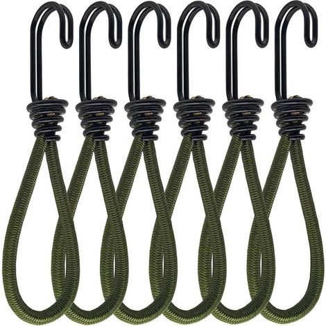 Pack of 6 rubber tensioners with hooks, hooks for tensioners or bungee rope, elastic rubber tensioners, for banners, tents, sleeping bags, tarpaulins