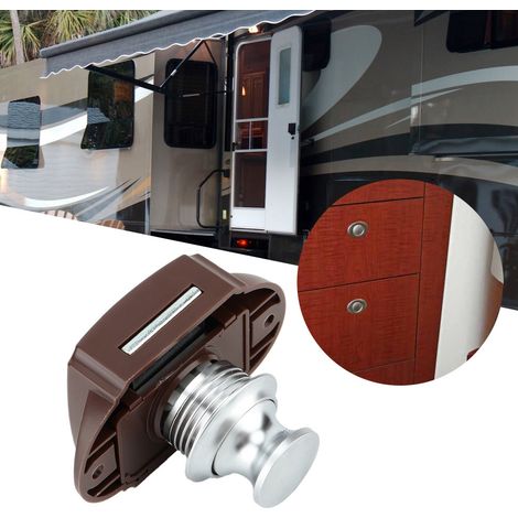 Schlüsselloses Sicherheitsschloss für Wohnmobil- und Bootsschränke, Schubladenverriegelung, Druckknopf-Möbelschloss, 2er-Pack, Edelstahl, Schwarz (1/5)