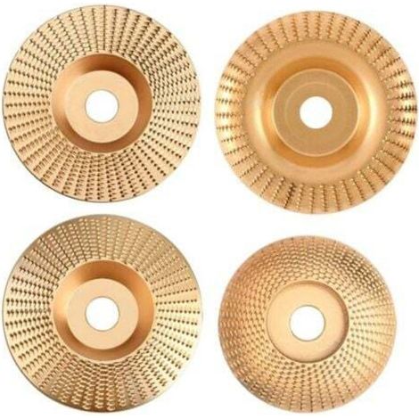 Wolframkarbid-Schleifscheiben für Winkelschleifer. 4er-Set Scheiben für Holzbearbeitung. Kompatibel mit 115/125-mm-Winkelschleifern. Zum Formen und Schnitzen.