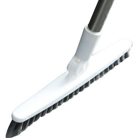 Brosse à fentes long manche Plastique Blanc 120cm Poils durs pour sol carrelage salle de bain cuisine nettoyage coins (1/5)