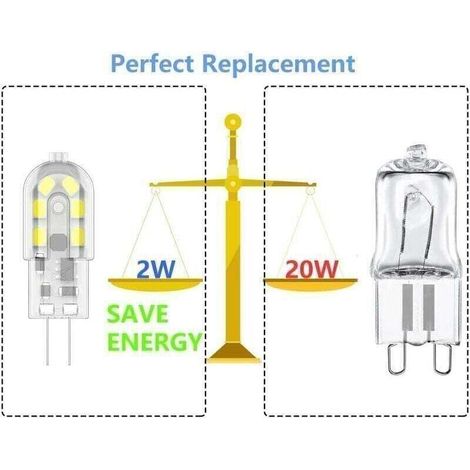 Ampoule LED G4 2W, 20W Ampoules Halogènes équivalentes, Blanc froid 6000k,200Lm,12x SMD,12V AC/DC-Pack de 10 - (1/3)
