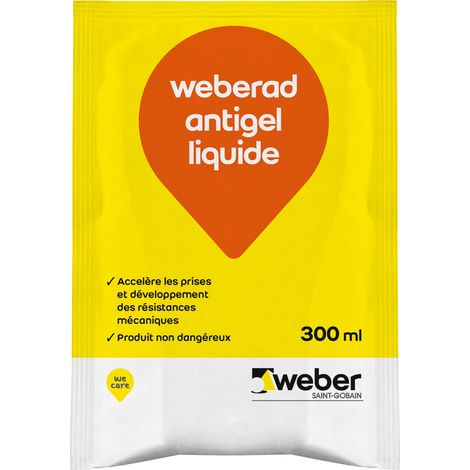 Weber Saint-Gobain Accélérateur de prise béton 300ml, Weberad antigel liquide, résistances mécaniques du béton