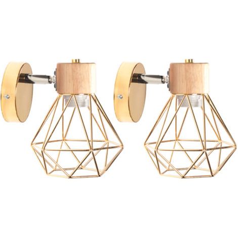 royaluxe- 2PCS Applique Murale Rétro 15CM Lampe Murale Moderne Applique Murale D'Intérieur En Métal, Angle Réglable, Or, Pour Bar, Bureau, E27