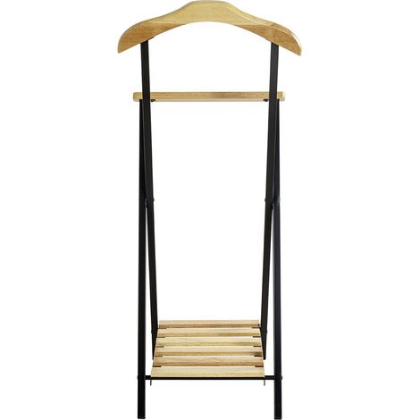 Valet de nuit , valet de chambre en bois massif coloris naturel et métal noir -longueur 45 x profondeur 45 x hauteur 110 cm (1/5)