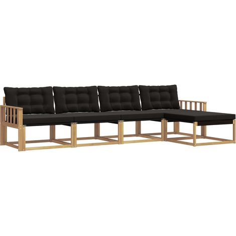 Conjunto de sofás de exterior 5 uds. 5 plaza Blanco y Negro vidaXL (1/5)