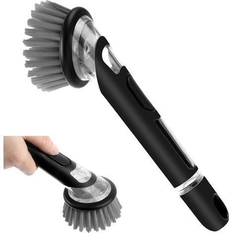 Brosse à vaisselle avec distributeur liquide - Cuisine de nettoyage, pot, poêlon, évier - Brosse à frotter avec poignée (1/5)