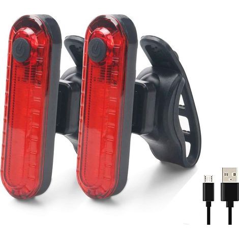 Feux Arriere Vélo - 2 Pièces Eclairage Arrière Vélo, USB Rechargeable COB LED Lampe de Vélo Arrière Imperméable, 4 Modes d'éclairage pour Assurer la Sécurité et Visibilité (1/5)