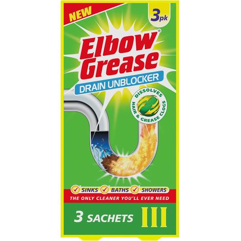 Polvere disotturante per scarichi Elbow Grease, 3 bustine da 25 g