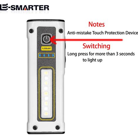 (Blanc) Mini lampe torche LED rechargeable - Urgence extérieure - Magnétique - Longue portée, idéale pour la pêche (1/5)