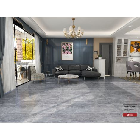 REDOM Suelo vinílico PVC (33.7x66.5x7.4 cm), efecto piedra, apto para suelo radiante, 12 placas por caja, gris claro (1/5)