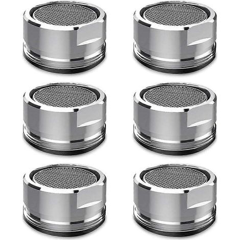 Lot de 6 aérateurs de robinet avec filtre, système anti-éclaboussures et économiseur d'eau. Filetage extérieur en laiton pour robinet de salle de bain et de cuisine. (1/2)