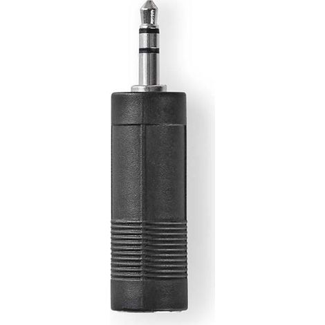 Adaptador de audio estereo pasador de 35 mm honra de 635 mm platerado de niquel rak abs negro 1 cerrar