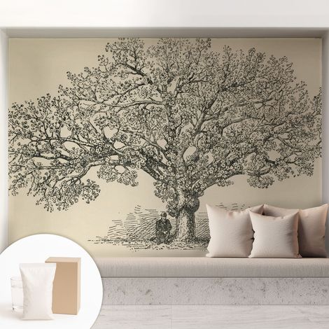 Carta Da Parati - Murale Alla Moda Decorazione - Camera Da Letto - Con Colla Gratuita Illustrazione di un albero 208x146 cm (1/5)