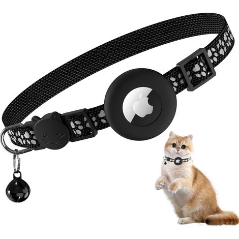 Collier Chat, Collier pour Chat Anti-étranglement avec Protecteur et Cloche, pour Toutes Les Tailles de Chats, Large de 1 Centimètres et Léger (Noir-Claw) (1/5)