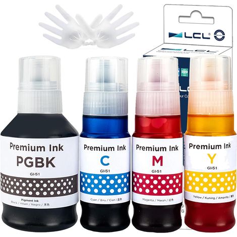 Encre Compatible pour Canon 51 GI-51 GI51 Bouteille d'encre Multipack Compatible avec Canon Pixma G1520 G1560 G2520 G2560 G3520 G3560 G1530 G2570 G4570 G3570 G4570 (KCMY,4-Pack) (1/5)