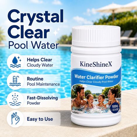 KineShineX Pool Clarifying Powder dissolves quickly to improve cloudy water quality for daily pool cleaning. (1/4)