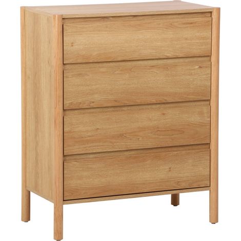 Wood effect chest of 4 drawers Natural 80x42x98 cm - Harmony
