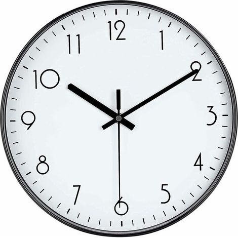 royaluxe - Horloge murale noire, horloge silencieuse minimaliste moderne de 12 '', mouvement à quartz sans tic-tac alimenté par batterie, facile à regarder (1/5)