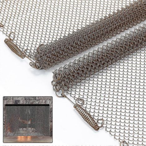 Lot de 2 panneaux pare-étincelles en métal avec tirettes pour cheminée domestique - q36-61457 cm (1/5)