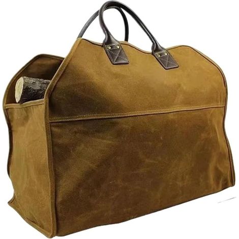 Sac à BûChes en Toile Sac de Transport en Toile for Bois de Chauffage, fourre-Tout, Accessoires de cheminée, Support à Bois avec poignées, idéal for Le Camping pour PoêLes, Camping, Plage (1/5)