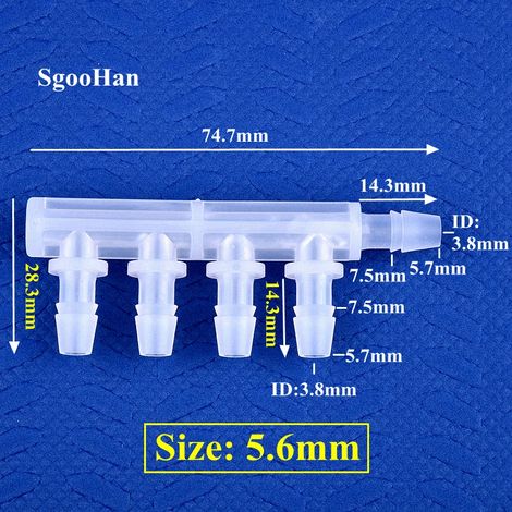 (5,6 mm - 50 pièces) Raccord en PP à 5 voies de diamètre égal pour aquarium, pompe à air, tuyau d'arrosage, système d'irrigation, joints en forme de pagode (1/5)