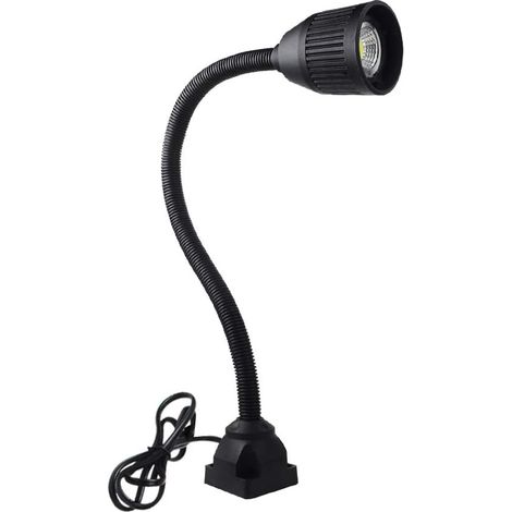 Luz LED para maquinaria, 900 lúmenes, 120 voltios, cuello de cisne fijo con abrazadera en C, iluminación industrial, luz de trabajo para máquinas herramienta y tornos