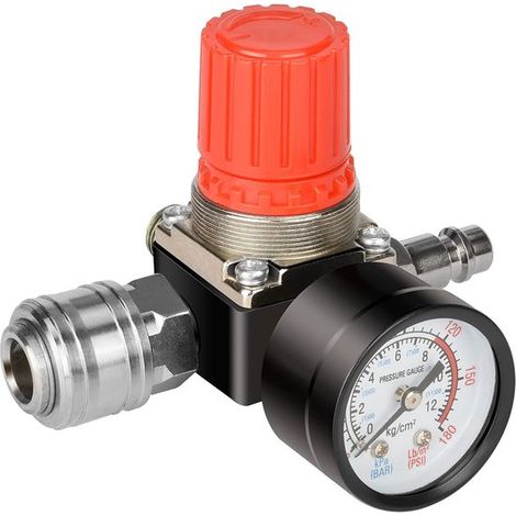 Per valvole di riduzione della pressione dell'aria compressa da 1/4", valvole di riduzione della pressione a 4 fori, regolatori di pressione dell'aria compressa con manometro (1/5)
