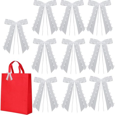 Coupons de voitures, décorations de voitures blanches arc 10x portes de Ruban romantique blanc pour mariage, Saint-Valentin, véhicule (1/5)