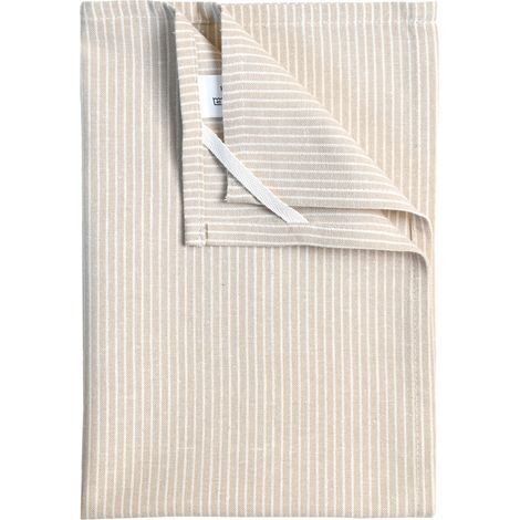 Torchon de cuisine en coton à fines rayures tissées Beige 45x65 cm