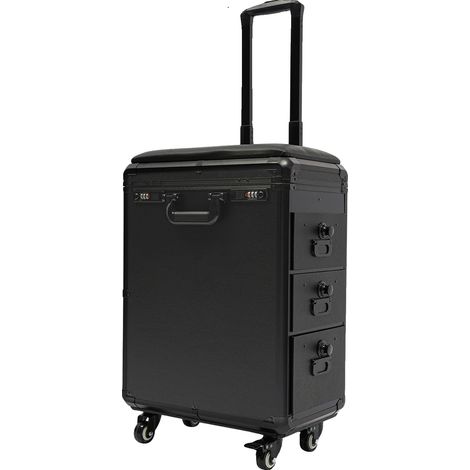 Valigetta per tatuaggi, carrello con ruote, organizer portatile, nero (1/2)