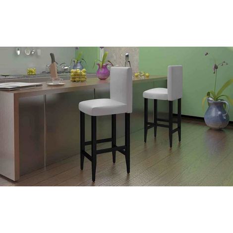 vidaXL Tabourets de bar lot de 6 blanc similicuir (1/5)