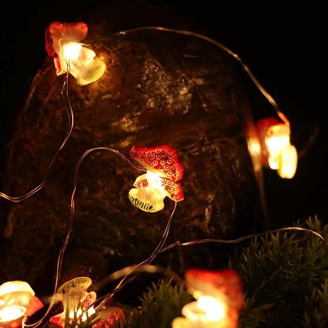Guirlande Lumineuse Champignon - 3 M - 30 LED Blanc Chaud - Décoration Intérieure Extérieure pour Chambre Enfants Fête Noël (1/5)