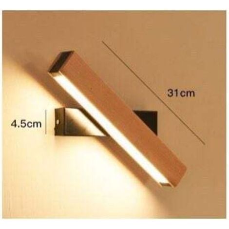 XU LED-Wandleuchte, 6 W, Holz-Wandleuchte für den Innenbereich, 360° drehbar, Kaltweiß, für Schlafzimmer, Wohnzimmer, Büro, Flur, 31 cm Durchmesser [Energieklasse E] (Schwarz) --Crezuo