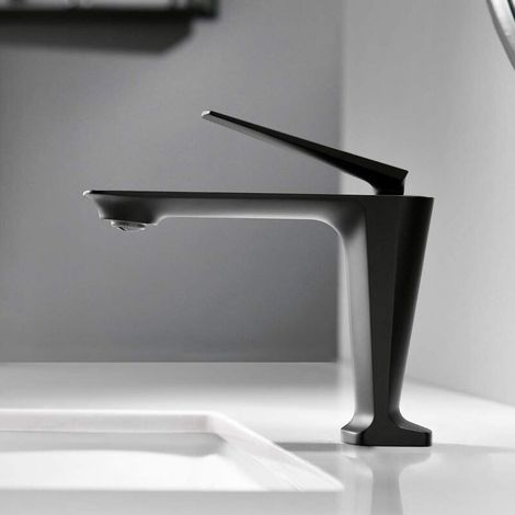 Designer bathroom mixer tap - Single lever mixer - Black (1/2)