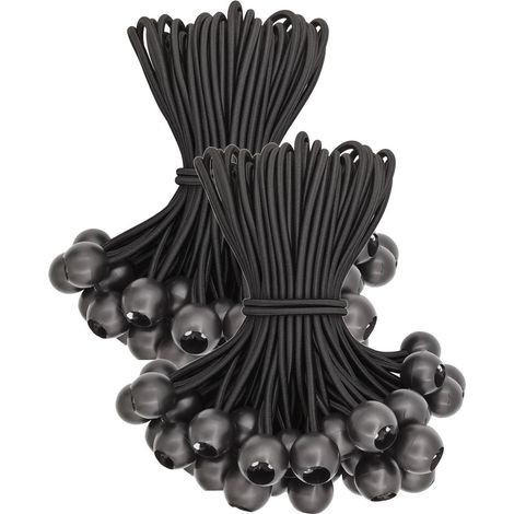 Spanngummis mit Kugel 15cm, 100 Stück, Schwarz, Planenbefestigung (1/5)