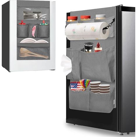Organizer da frigorifero a 15 tasche in tessuto Oxford 600D, grigio, da appendere. (1/3)
