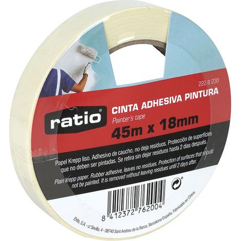 Rollo cinta adhesiva pintor. Ancho 18mm. Rollo de 45 mts. -