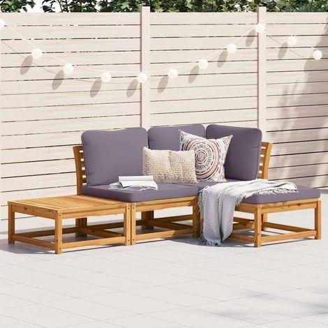 4-tlg. Garten-Lounge-Set mit Kissen Massivholz Akazie