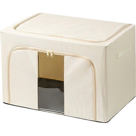 Boîte de rangement empilable et pliable 24 L – Tissu Oxford avec armature en acier, fenêtre transparente et fermeture éclair – Boîte de rangement résistante pour vêtements, couvertures et jouets (1/5)