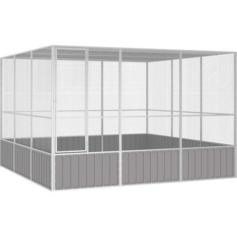 Jaula para pájaros 302,5 x 324,5 x 211,5 cm acero galvanizado gris 020041708