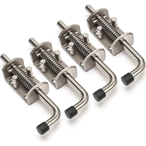 4 Pièces Loquet Ressort Robuste,Verrou Ressort Inox Avec poignée en caoutchouc en acier inoxydable 304 Pour portes, fenêtres, abris de jardin, 4 x 13,5 cm