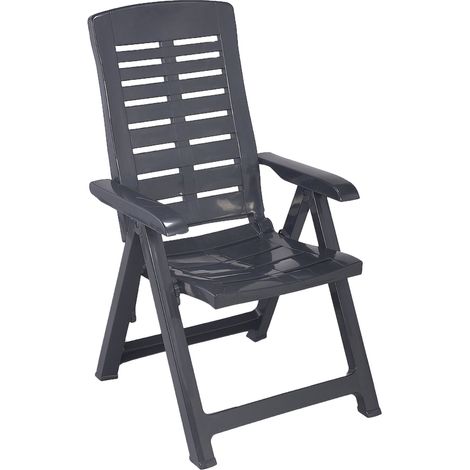 Halsell Gartenstuhl, ein Stuhl, Verstellbare Rückenlehne Made in Italy, Mehrfachposition, Anthrazit Schwarz