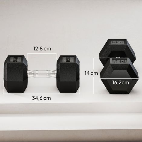 Juego de mancuernas 35 kg, hexagonal, agarre antideslizante, negro HAVRYA (1/5)