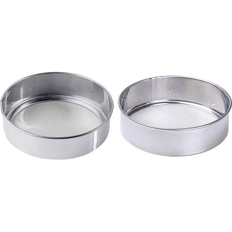 Lot de 2 tamis à farine en acier inoxydable fin, tamis à mailles rondes, passoire à poudre, outils de cuisson, gadget de cuisine