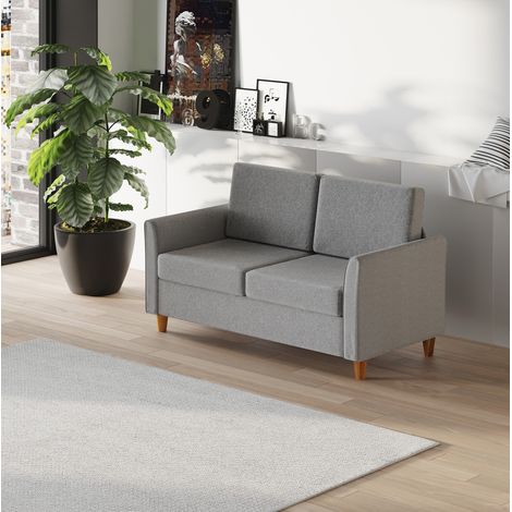 Divano 2 posti 141x70x78 cm in lino grigio chiaro, cuscini sfoderabili - MEUBLIV (1/5)