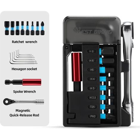 (Noir-493) Coffret de clés à cliquet pour vélo, clé Allen portable, sacoche multi-outils