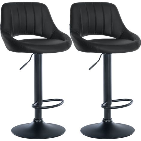 Set da 2 sgabelli da bar Milet in similpelle nero Metallo nero opaco